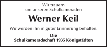 Traueranzeige von Werner Keil von Rüsselsheimer Echo, Groß-Gerauer-Echo, Ried Echo