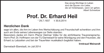 Traueranzeige von Erhard Heil von Echo-Zeitungen (Gesamtausgabe)