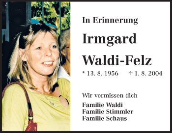 Traueranzeige von Irmgard Waldi-Felz von Starkenburger Echo