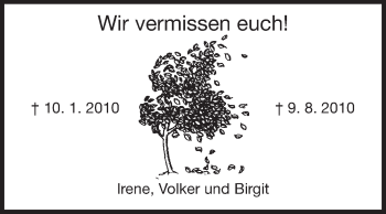 Traueranzeige von Wir vermissen euch  von Rüsselsheimer Echo, Groß-Gerauer-Echo, Ried Echo