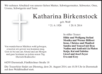 Traueranzeige von Katharina Birkenstock von Echo-Zeitungen (Gesamtausgabe)