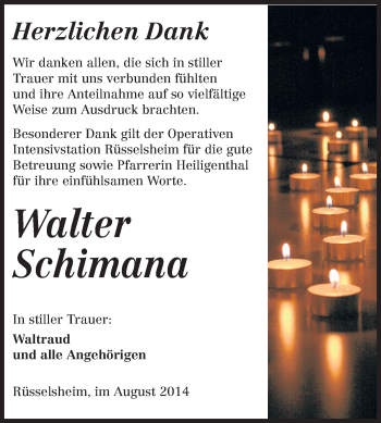 Traueranzeige von Walter Schimana von Rüsselsheimer Echo, Groß-Gerauer-Echo, Ried Echo