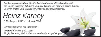 Traueranzeige von Heinz Kamey von Rüsselsheimer Echo, Groß-Gerauer-Echo, Ried Echo