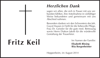 Traueranzeige von Fritz Keil von Starkenburger Echo