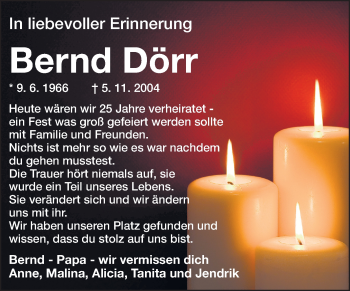 Traueranzeige von Bernd Dörr von Rüsselsheimer Echo, Groß-Gerauer-Echo, Ried Echo