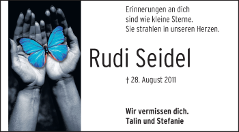 Traueranzeige von Rudi Seidel von Odenwälder Echo