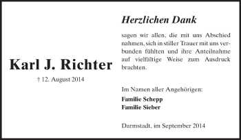 Traueranzeige von Karl Richter von Echo-Zeitungen (Gesamtausgabe)