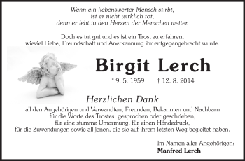 Traueranzeige von Birgit Lerch von Echo-Zeitungen (Gesamtausgabe)