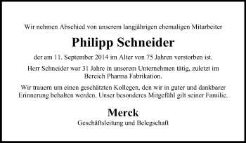 Traueranzeige von Philipp Schneider von Echo-Zeitungen (Gesamtausgabe)