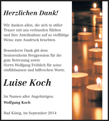 Traueranzeige von Luise Koch von Odenwälder Echo
