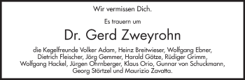 Traueranzeige von Gerd Zweyrohn von Echo-Zeitungen (Gesamtausgabe)