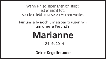 Traueranzeige von Marianne Grießhammer von Echo-Zeitungen (Gesamtausgabe)