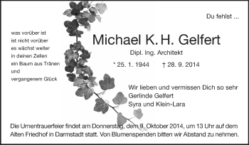 Traueranzeige von Michael Gelfert von Echo-Zeitungen (Gesamtausgabe)