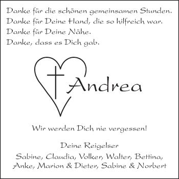 Traueranzeige von Andrea  von Odenwälder Echo