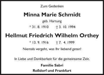 Traueranzeige von Minna  und Hellmut  von Echo-Zeitungen (Gesamtausgabe)