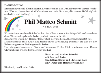 Traueranzeige von Phil Matteo Schmitt von Starkenburger Echo