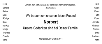 Traueranzeige von Norbert Ihrig von Odenwälder Echo