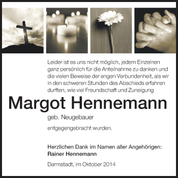 Traueranzeige von Margot Hennemann von Echo-Zeitungen (Gesamtausgabe)