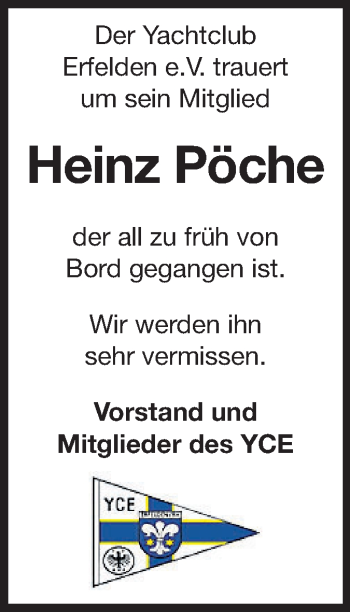 Traueranzeige von Heinz Pöche von Rüsselsheimer Echo, Groß-Gerauer-Echo, Ried Echo