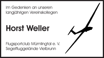 Traueranzeige von Horst Weller von Odenwälder Echo