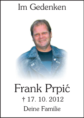 Traueranzeige von Frank Prpic von Echo-Zeitungen (Gesamtausgabe)