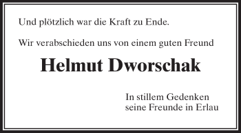 Traueranzeige von Helmut Dworschak von Odenwälder Echo