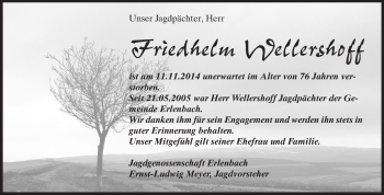 Traueranzeige von Friedhelm Wellershoff von Odenwälder Echo