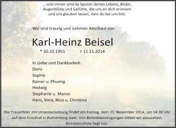 Traueranzeige von Karl-Heinz Beisel von Odenwälder Echo