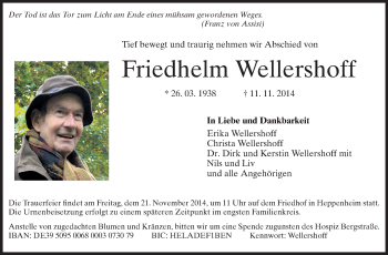 Traueranzeige von Friedhelm Wellershoff von Starkenburger Echo