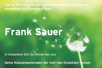 Traueranzeige von Frank Sauer von Rüsselsheimer Echo, Groß-Gerauer-Echo, Ried Echo