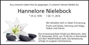 Traueranzeige von Hannelore Nielebock von Echo-Zeitungen (Gesamtausgabe)