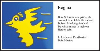 Traueranzeige von Regina  von Echo-Zeitungen (Gesamtausgabe)