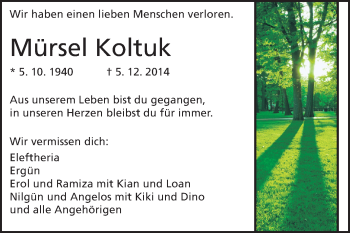 Traueranzeige von Mürsel Koltuk von Echo-Zeitungen (Gesamtausgabe)