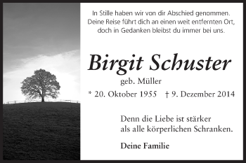 Traueranzeige von Birgit Schuster von Starkenburger Echo