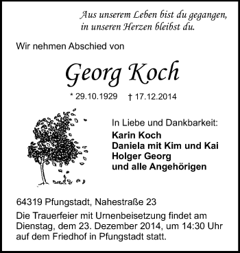 Traueranzeige von Georg Koch von Echo-Zeitungen (Gesamtausgabe)