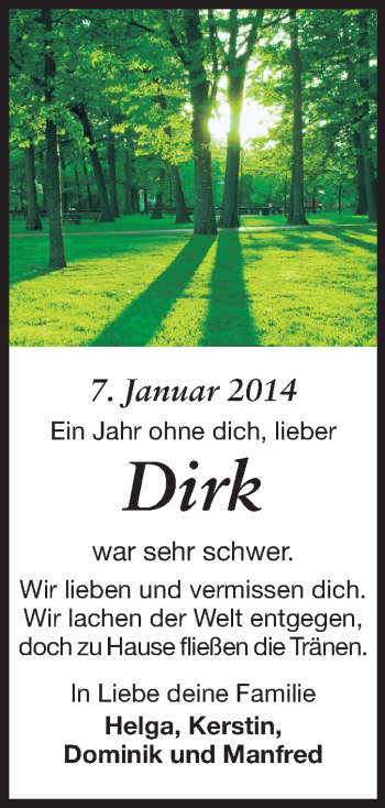 Traueranzeige von Dirk Kreuder von Echo-Zeitungen (Gesamtausgabe)