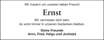 Traueranzeige von Ernst  von Echo-Zeitungen (Gesamtausgabe)