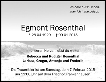 Traueranzeige von Egmont Rosenthal von Echo-Zeitungen (Gesamtausgabe)