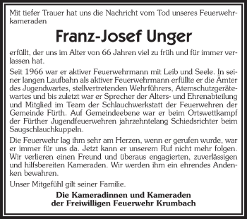 Traueranzeige von Franz-Josef Unger von Starkenburger Echo