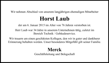 Traueranzeige von Horst Laub von Echo-Zeitungen (Gesamtausgabe)