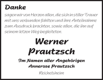 Traueranzeige von Werner Prautzsch von Odenwälder Echo