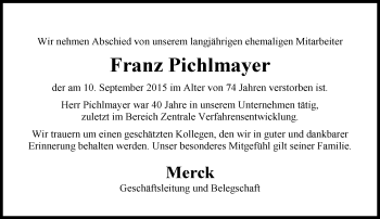 Traueranzeige von Franz Pichlmayer von trauer.echo-online.de