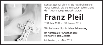 Traueranzeige von Franz Pleil von Odenwälder Echo