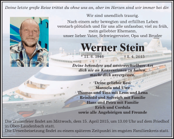 Traueranzeige von Werner Stein von Starkenburger Echo