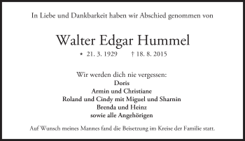 Traueranzeige von Walter Edgar Hummel von trauer.echo-online.de