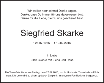 Traueranzeige von Siegfried Skarke von Starkenburger Echo