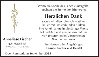 Traueranzeige von Anneliese Fischer von trauer.echo-online.de