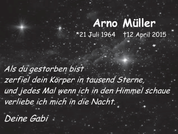 Traueranzeige von Arno Müller von Odenwälder Echo