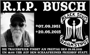 Traueranzeige von Rip Busch von Echo-Zeitungen (Gesamtausgabe)