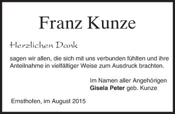 Traueranzeige von Franz Kunze von trauer.echo-online.de
